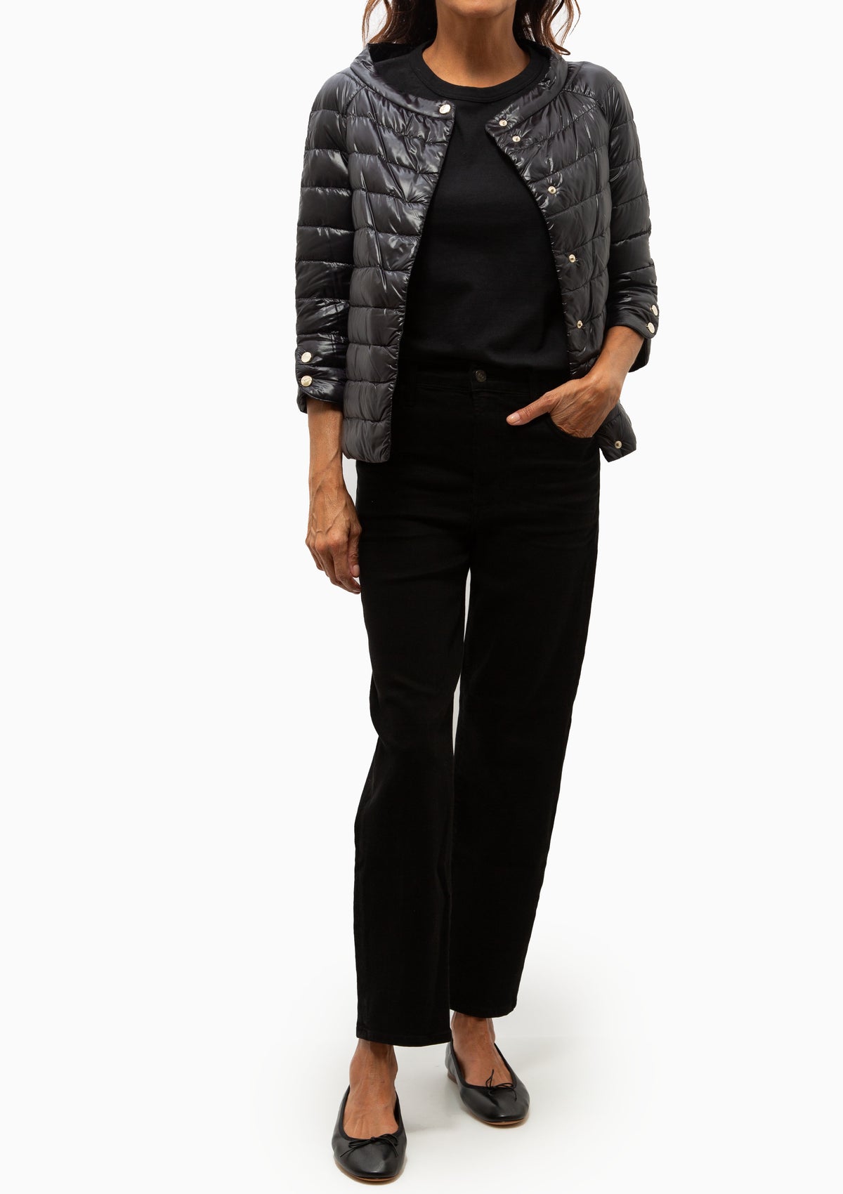 Classic Nylon Elsa 3/4 Sleeve Jacket | Black