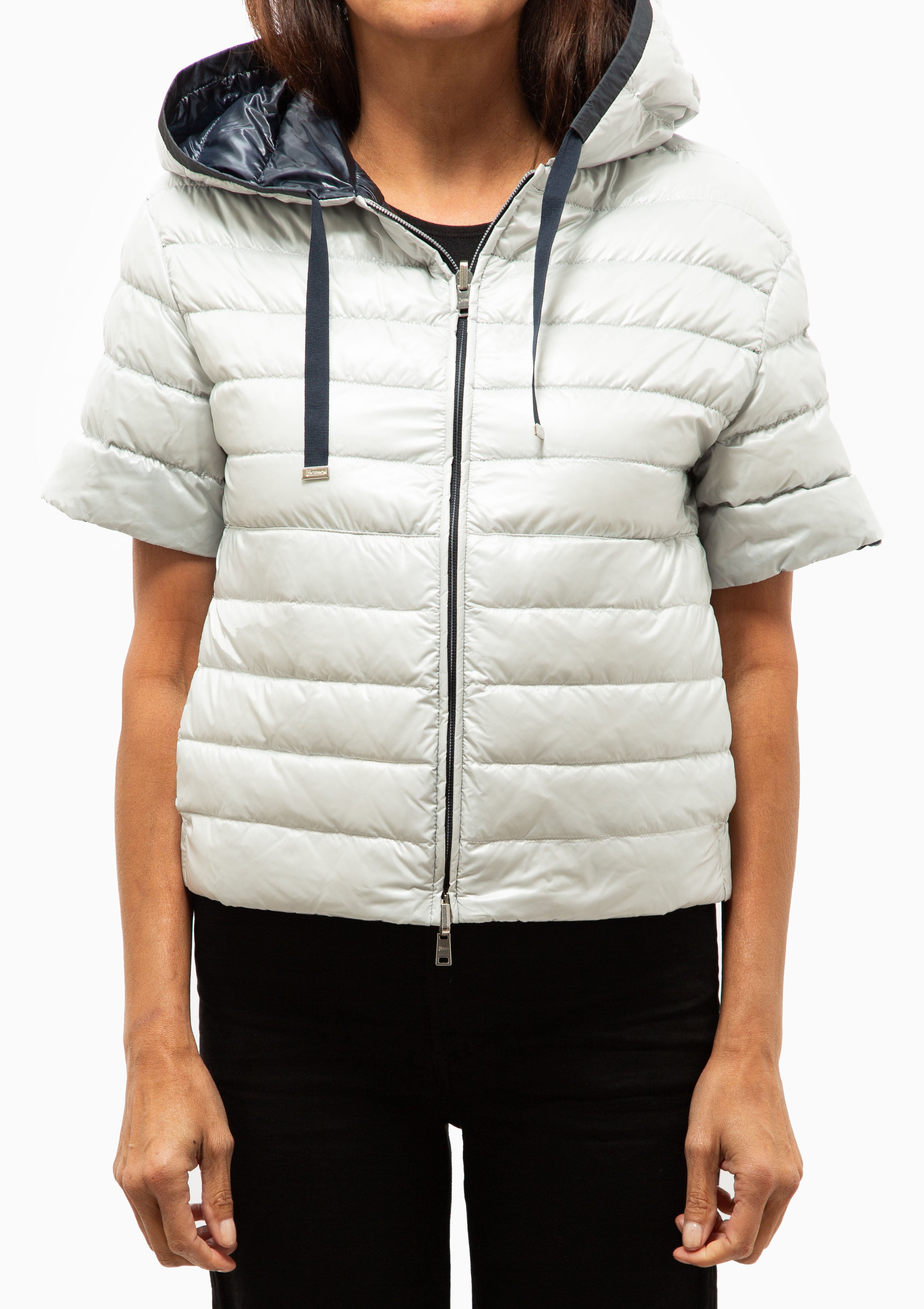 Nylon Reversible Hooded Cap Sleeve Jacket | Navy