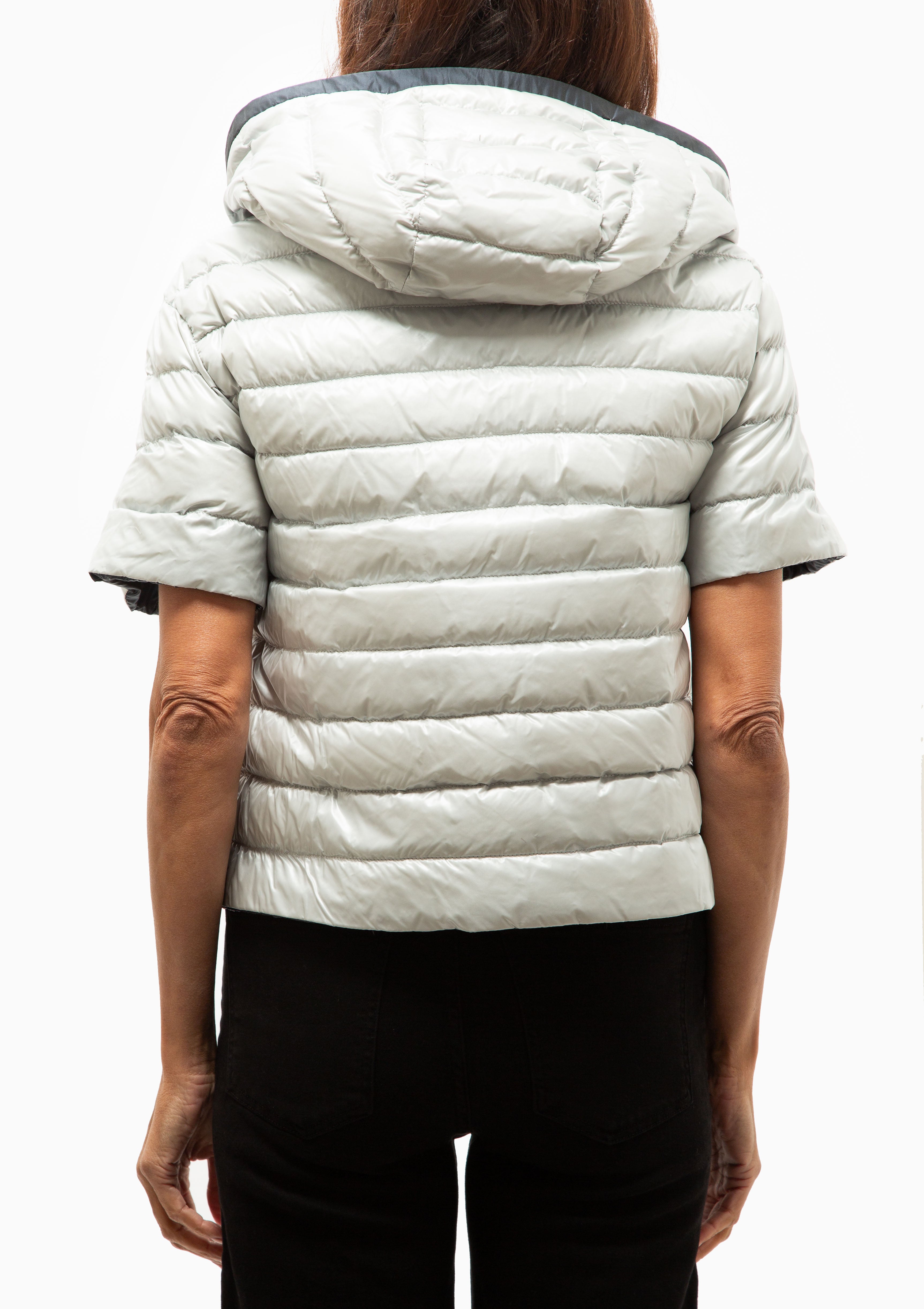 Nylon Reversible Hooded Cap Sleeve Jacket | Navy