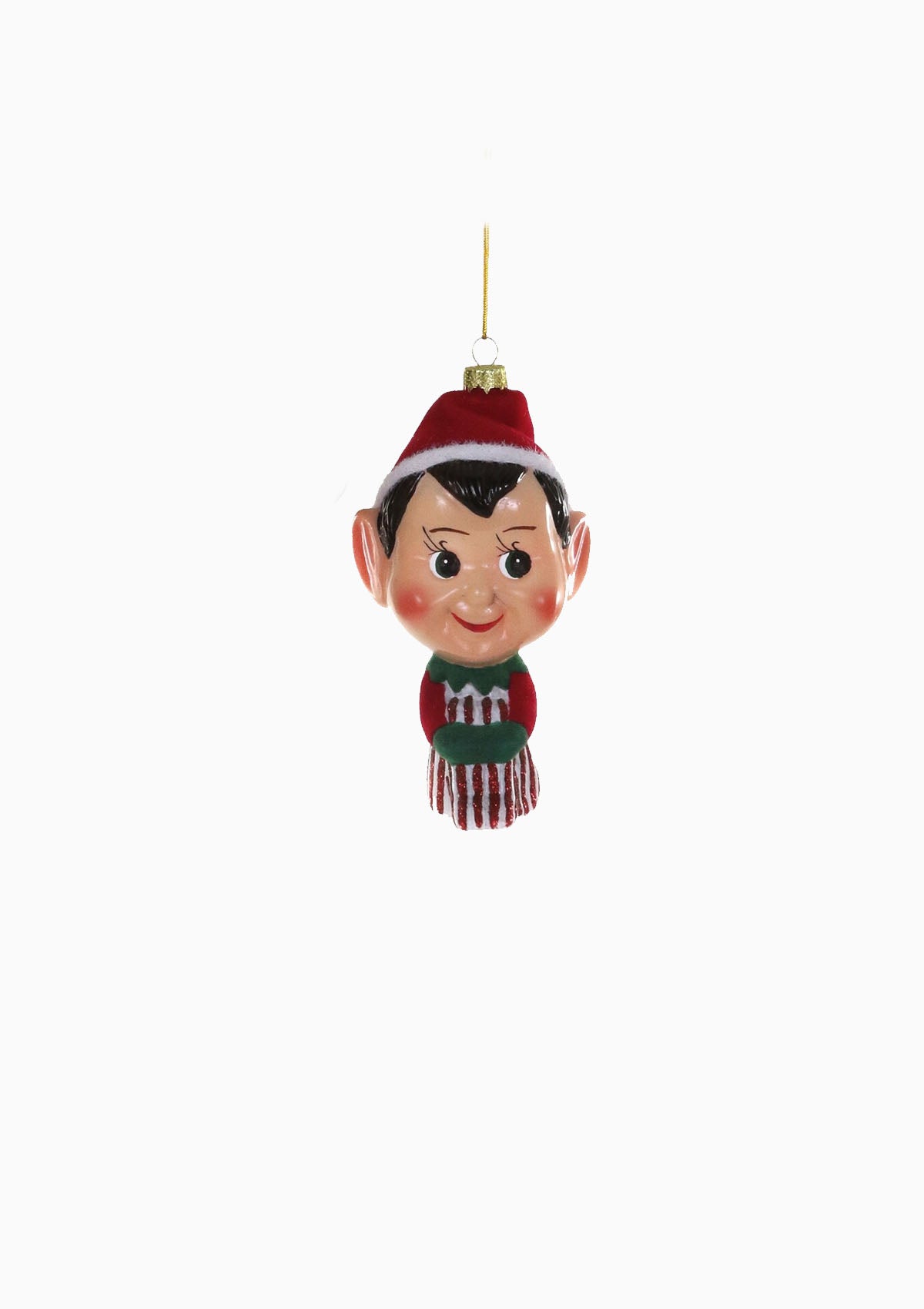 Large Knee Hugging Elf Ornament | Red