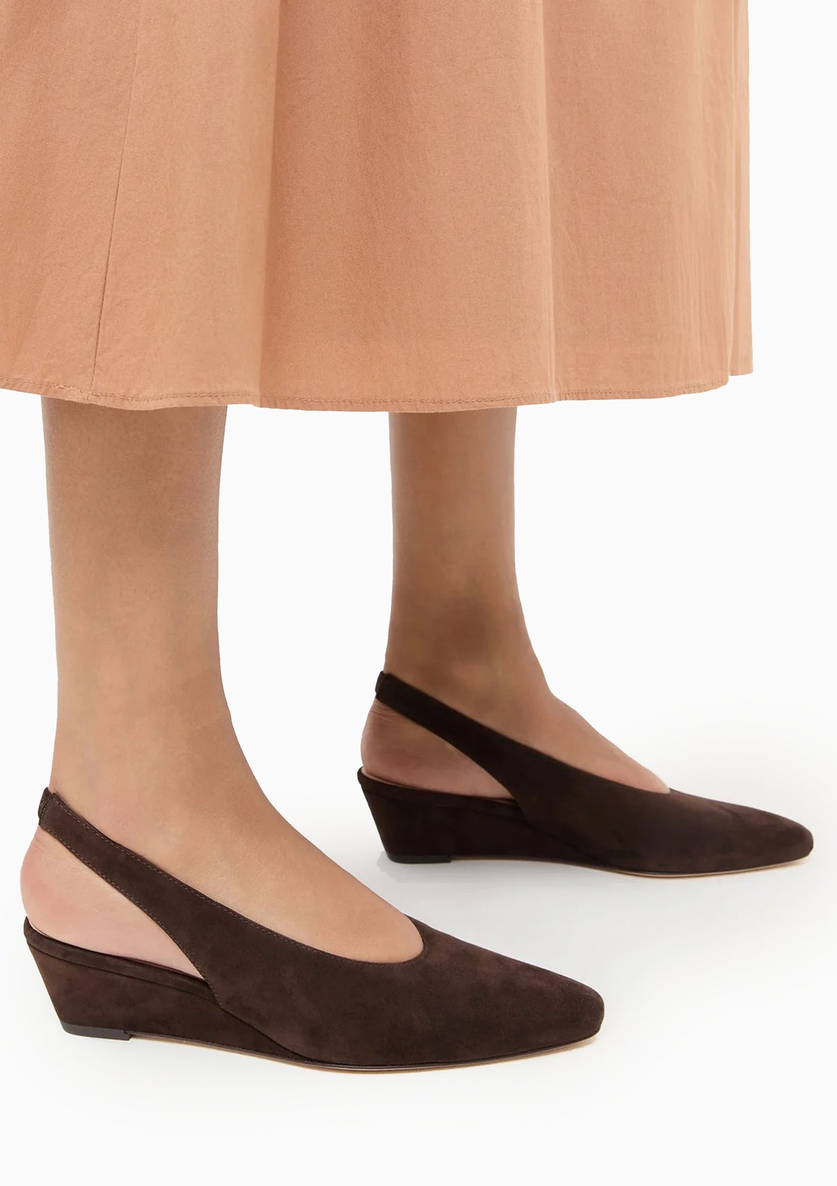 Hyla Suede Slingback Wedge | Brown