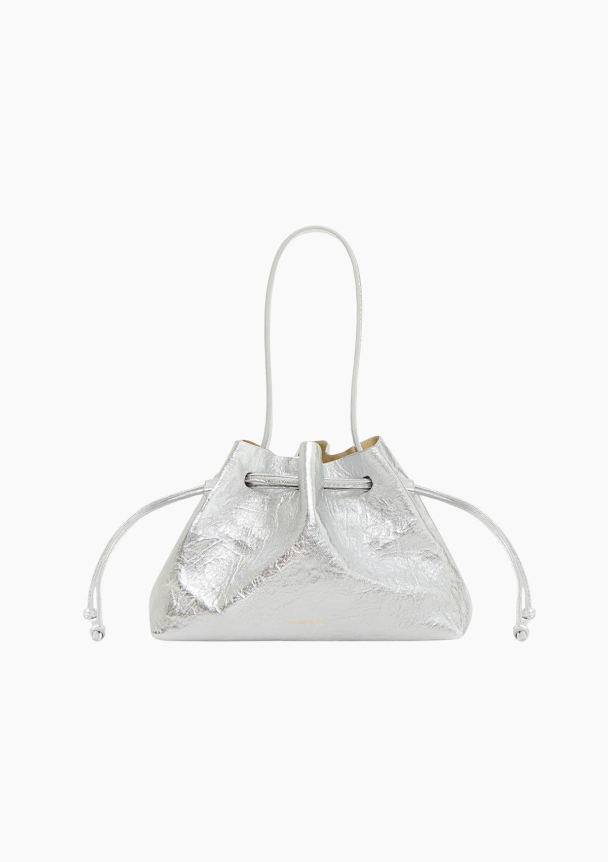 Drawstring Pouchette | Crinkled Silver
