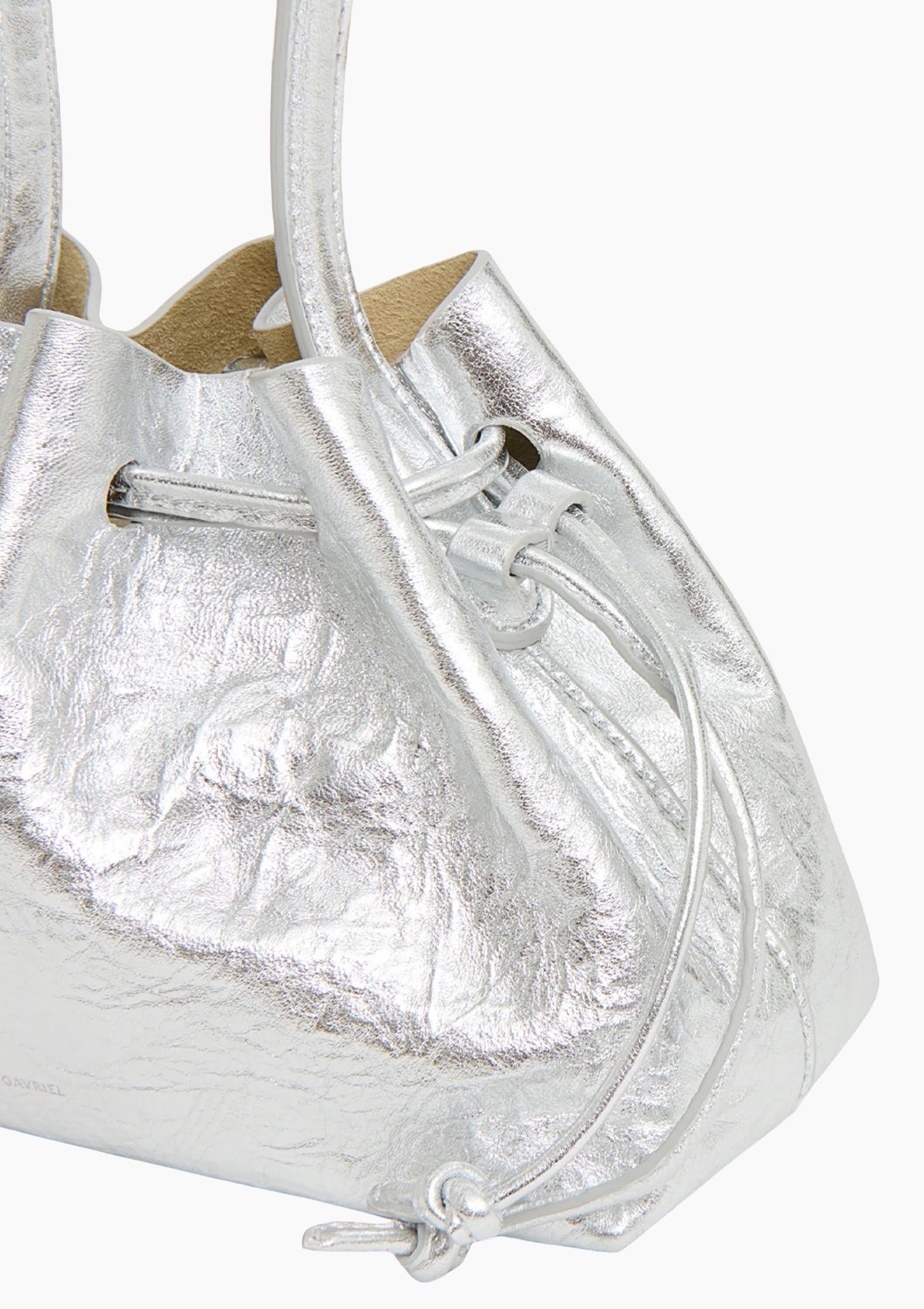 Drawstring Pouchette | Crinkled Silver