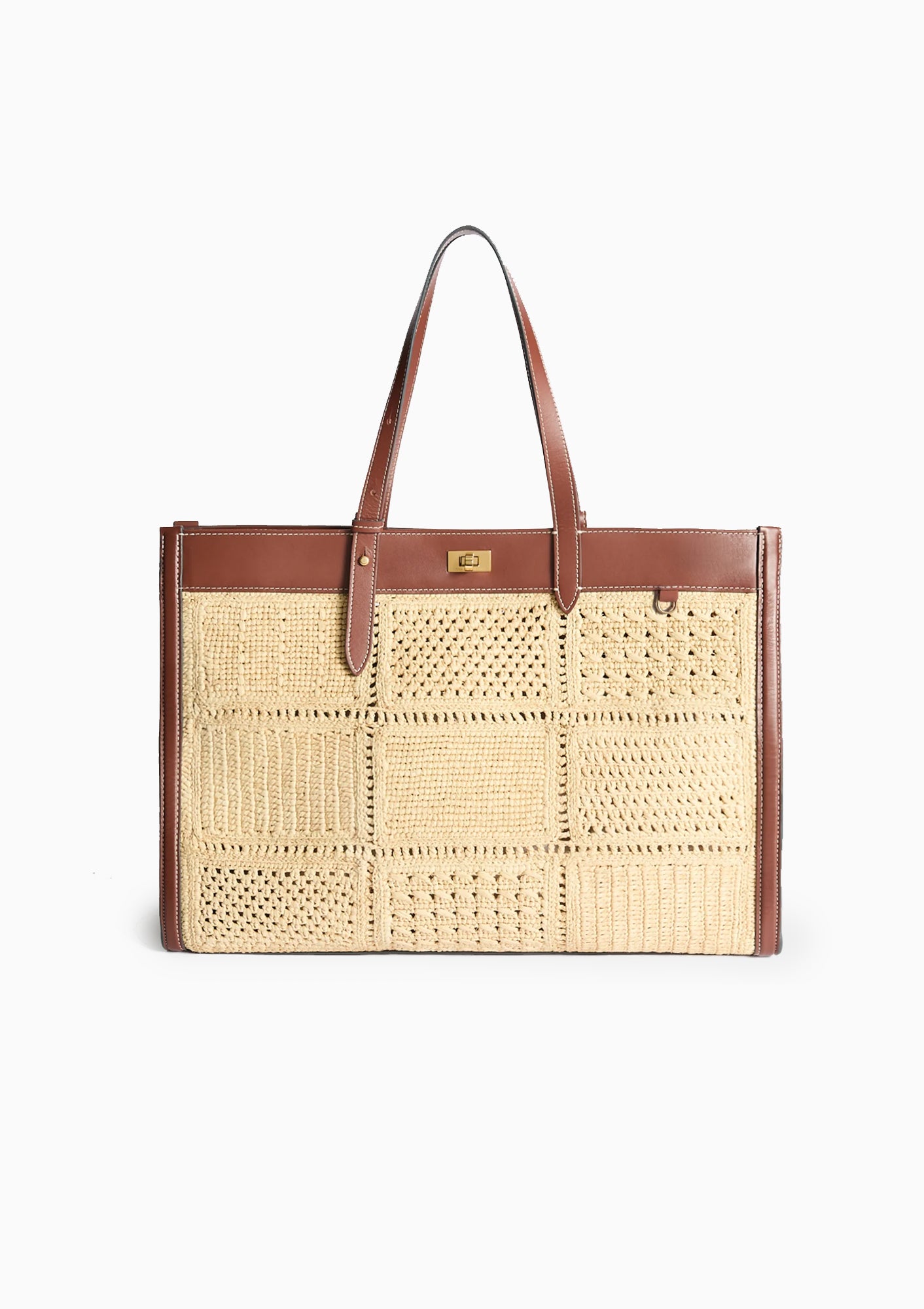 Mortimer Patchwork Tote | Natural Raffia