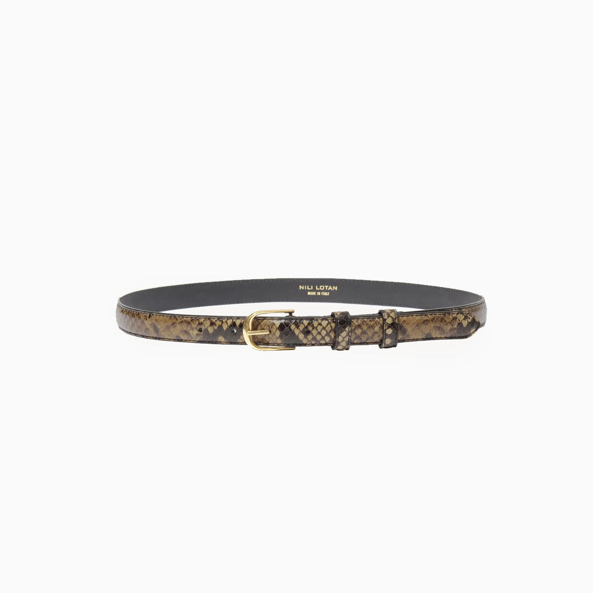 Na Nin Vintage snakeskin tan leather belt Nili Lotan Jane Belt - Brown Snakeskin w/Antique Gold – The Fold main image 4