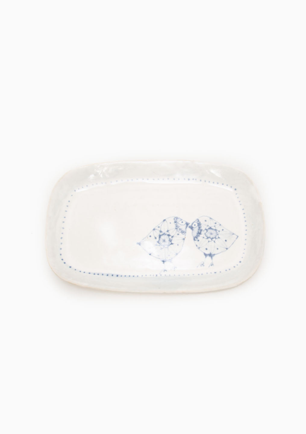 Medium Rectangle Tray Love Birds Light Blue 1