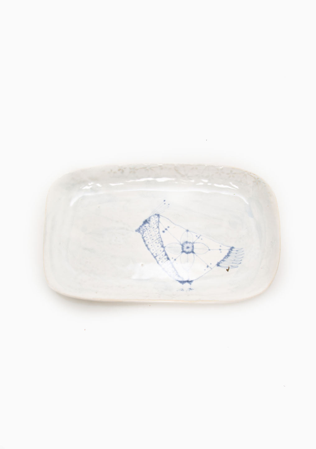 Medium Rectangle Tray Single Bird Light Blue 1