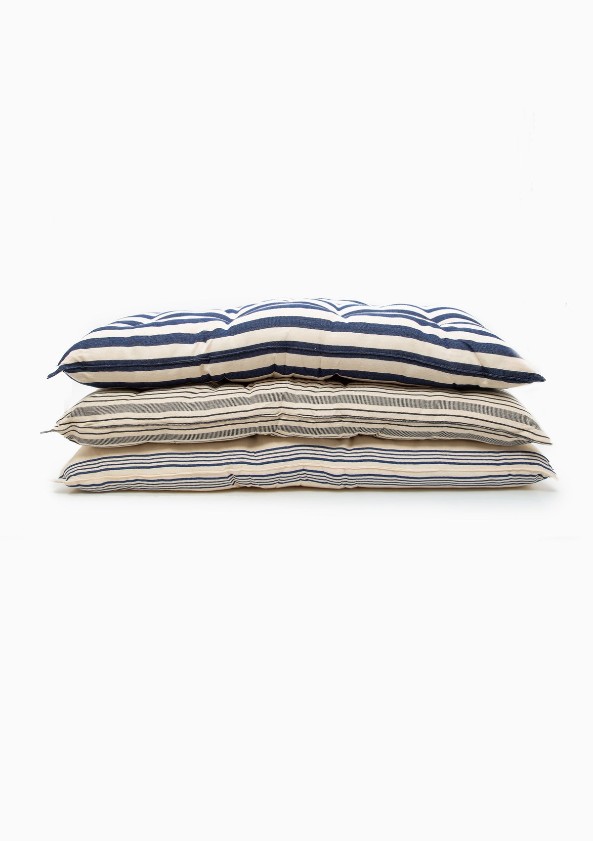 New Small Pet Bed, Navy/Off White Bold Stripe | 24" x 33"