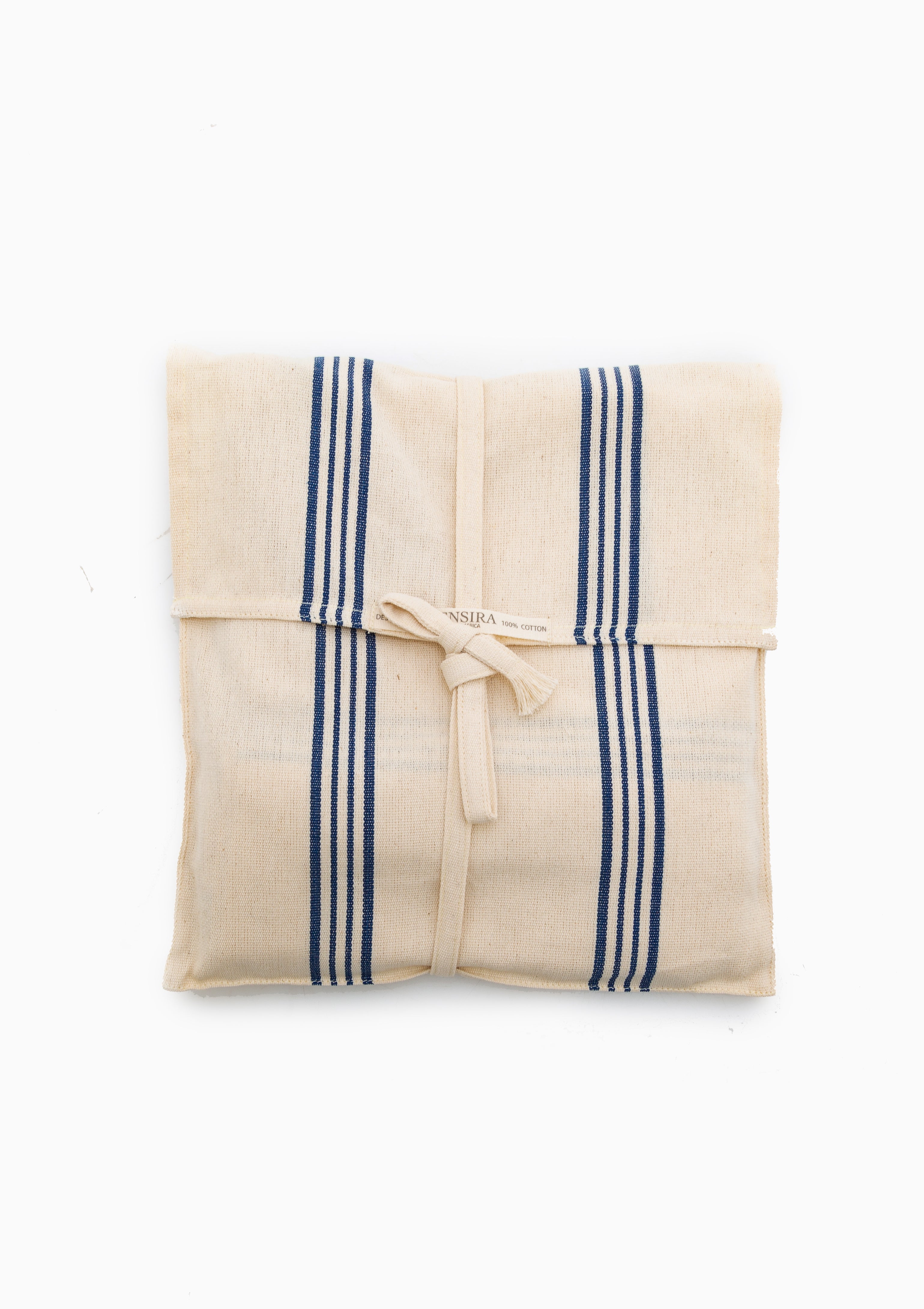 Half Apron With Pouch | Navy/Ecru Thin Stripe