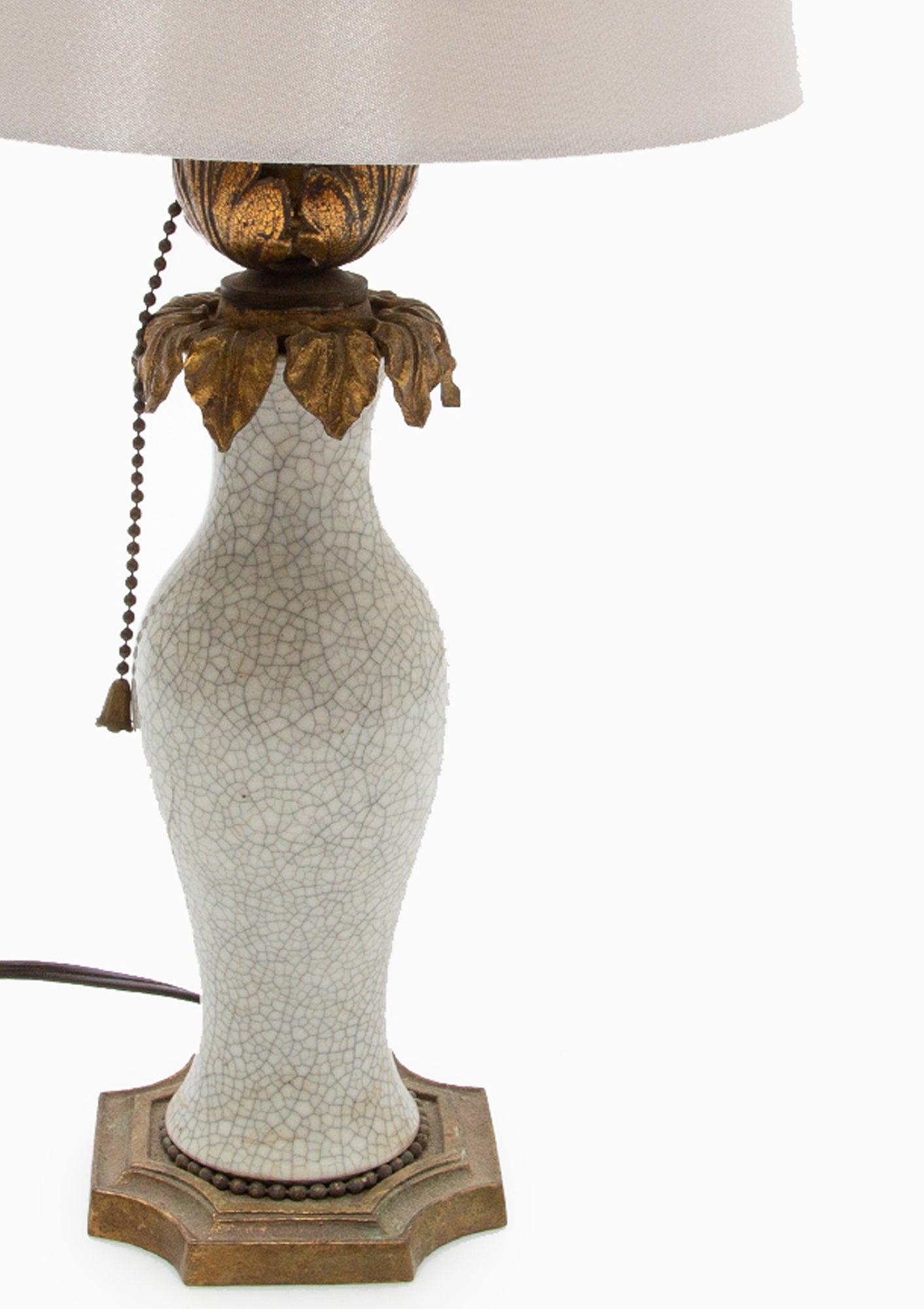 Vintage Brass & Ceramic Lamp | Grey