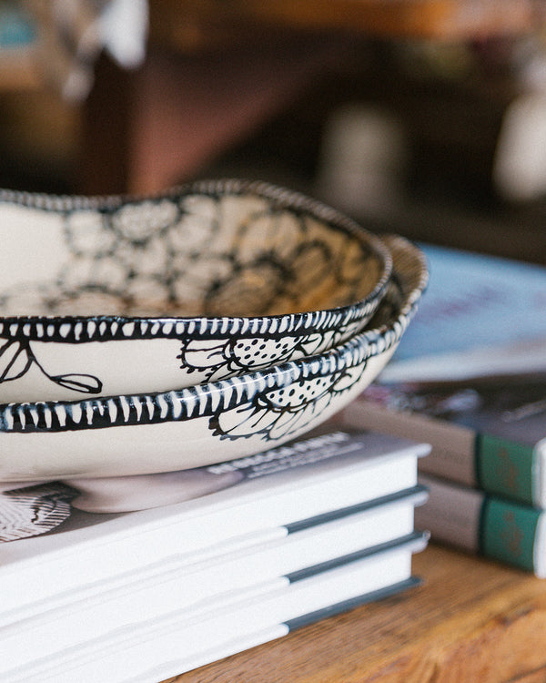 Handmade Lace Painted Serving Bowl 1