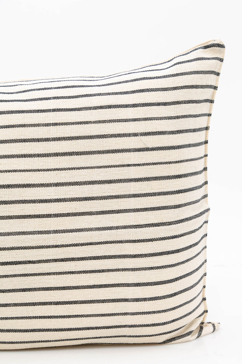 Long Cushion, Natural/Navy Stripe | 14" x 32"