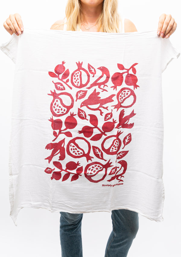Flour Sack Dish Towel | Pomegranate
