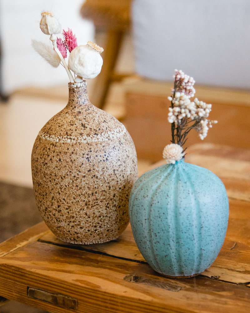 Small Turquoise Faceted Bud Vase 4