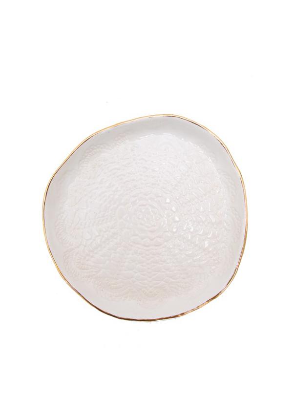 Gold Brush Cookie Plate | White