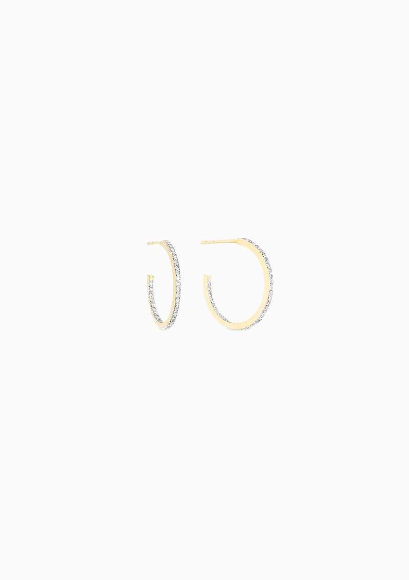 Small Pave Hoops | Yellow Gold