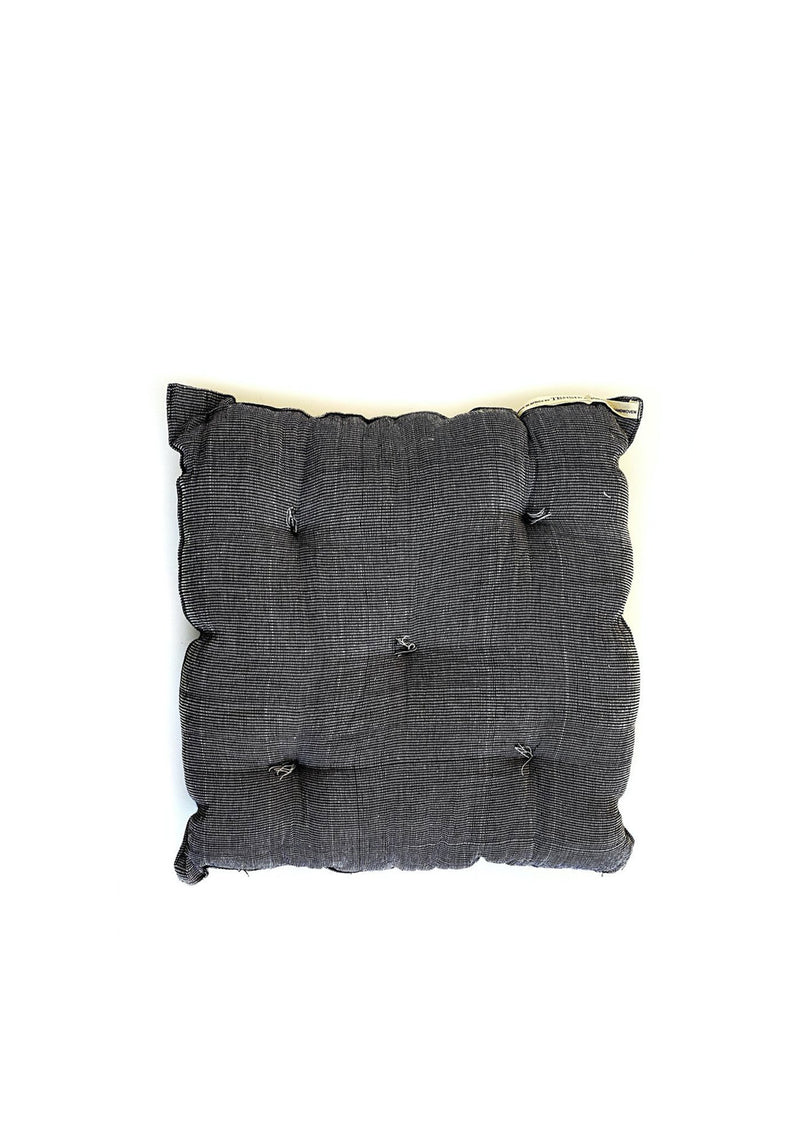 Tufted Chair Cushion, Heather Navy | 16" x 16"