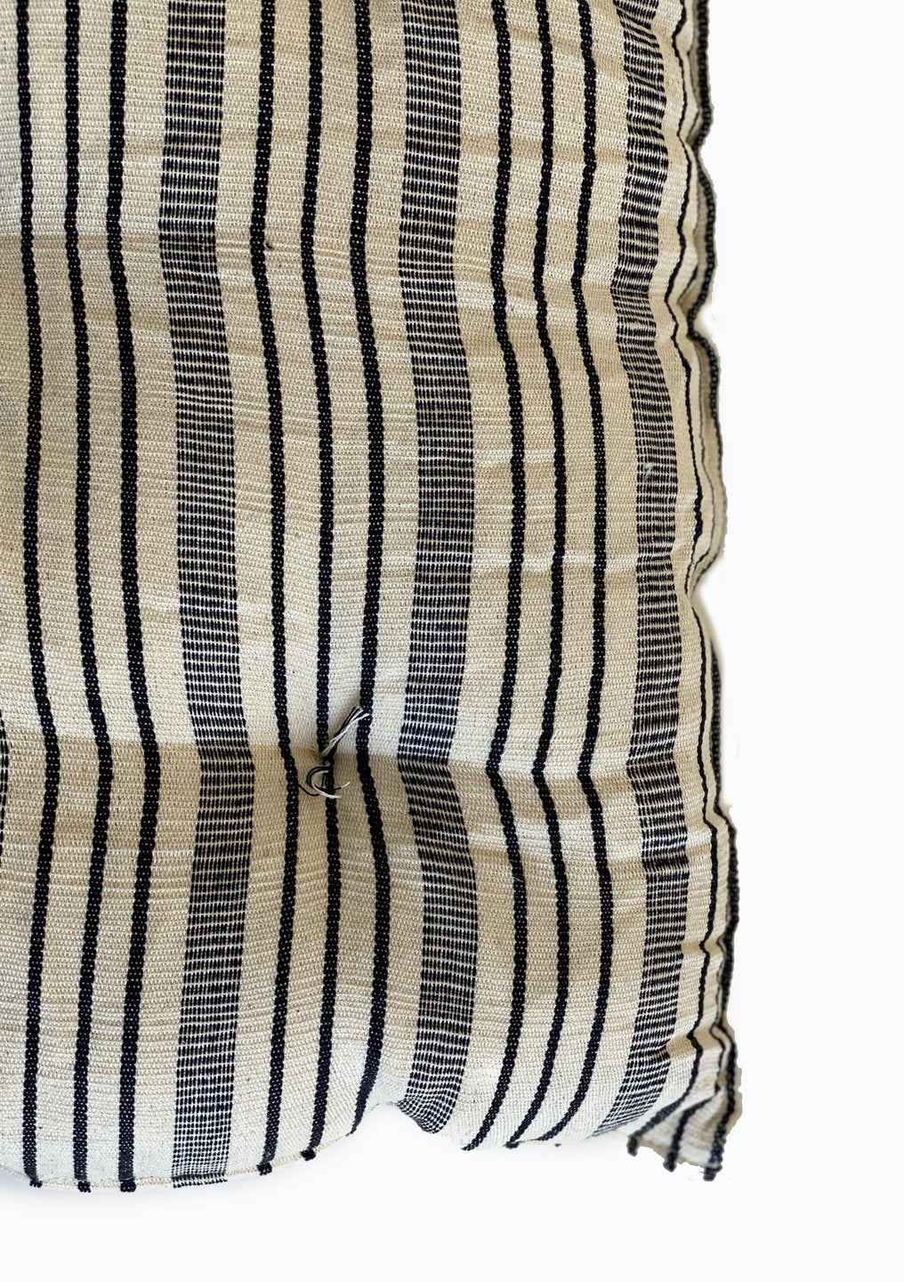 Tufted Chair Cushion, Natural/Navy Quad Stripe | 16" x 16"