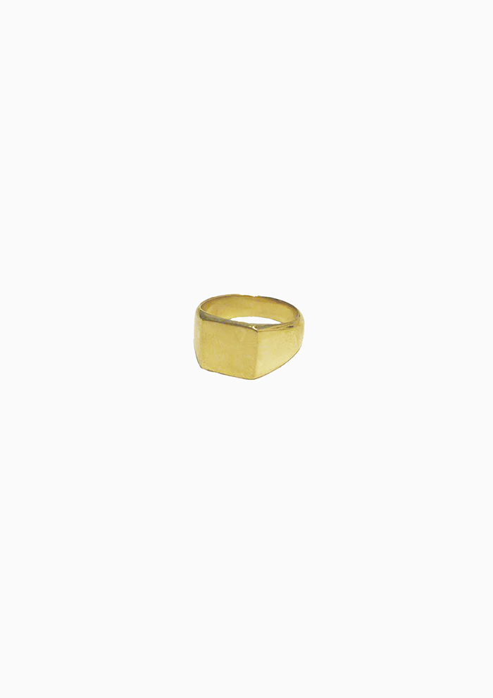 Square Signet Pinky Ring | Gold Plated Brass