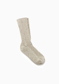 Cotton Slub Sock | Beige/White