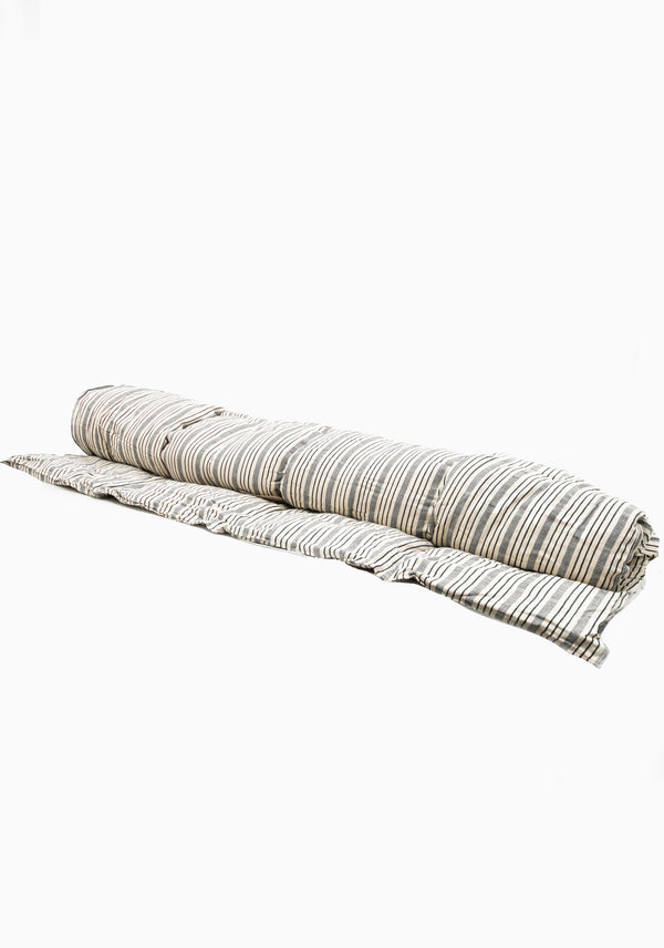 Bedroll Queen, Natural/Navy Quad Stripe | 55" x 79"