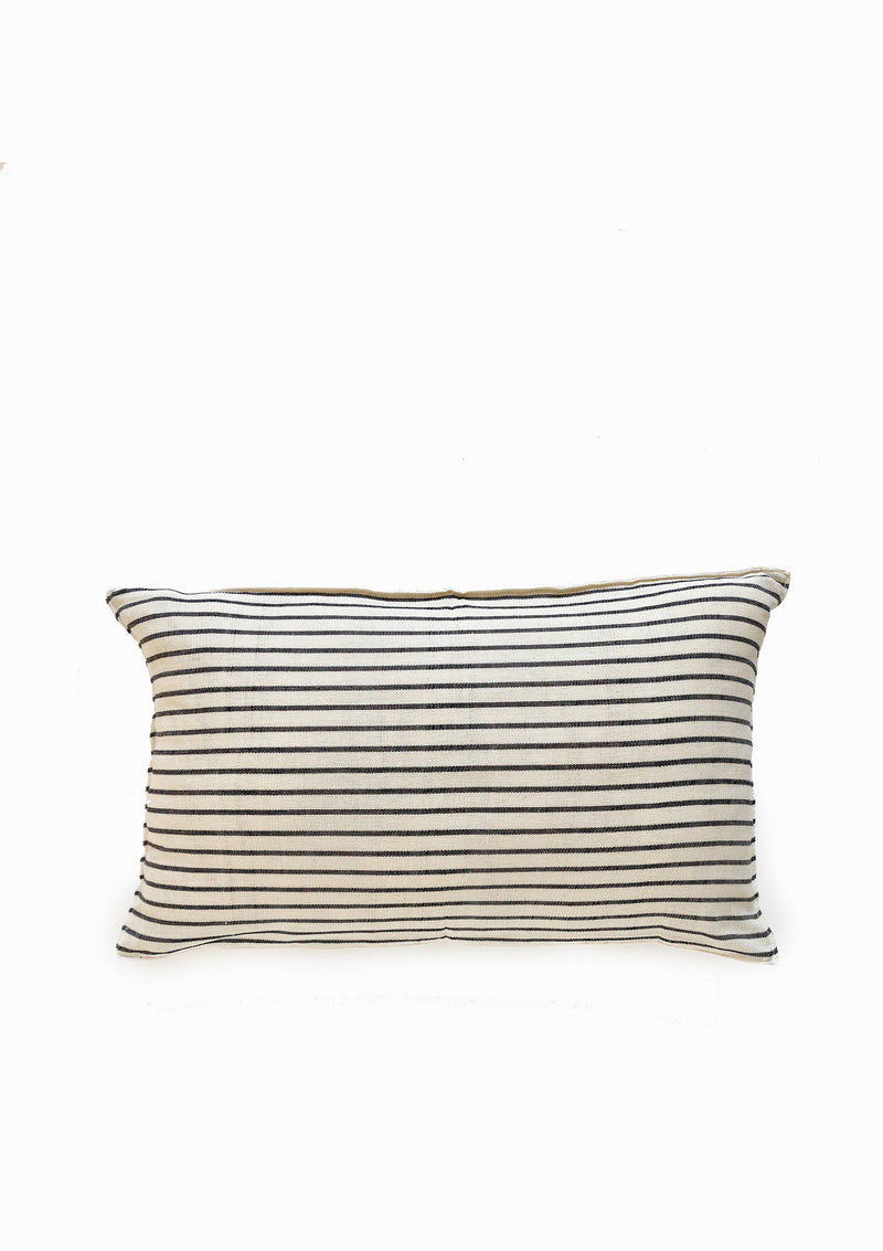 Cushion, Natural/Navy Stripe | 12" x 20"