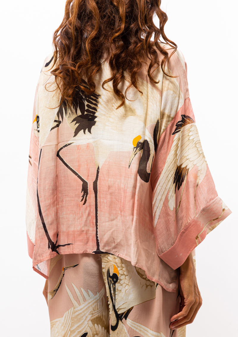 Heron Short Kimono | Pink