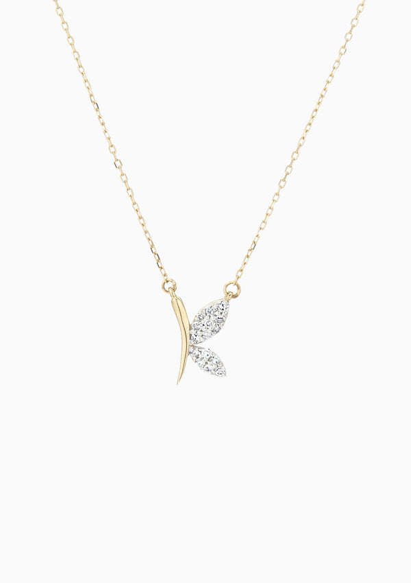 Garden Party Pave Butterfly Necklace | Yellow Gold