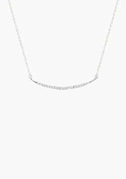 Large Pave Curve Necklace | Silver