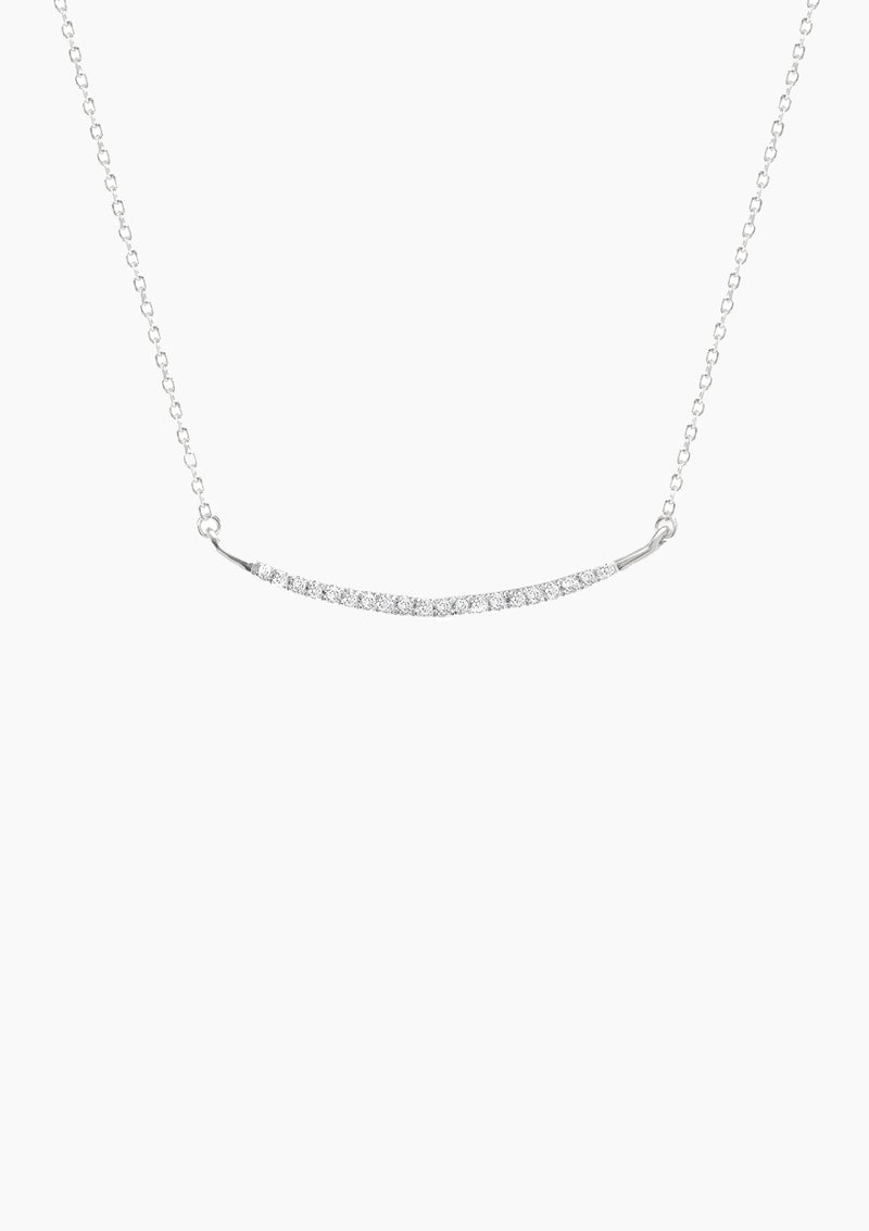 Large Pave Curve Necklace | Silver