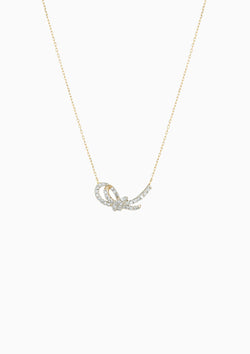 Pave Forget Me Knot Necklace | Yellow Gold