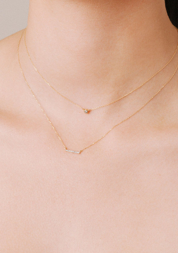 Single Diamond Necklace | Yellow Gold