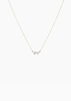 Tiny 2 Diamond Amigos Necklace | Yellow Gold