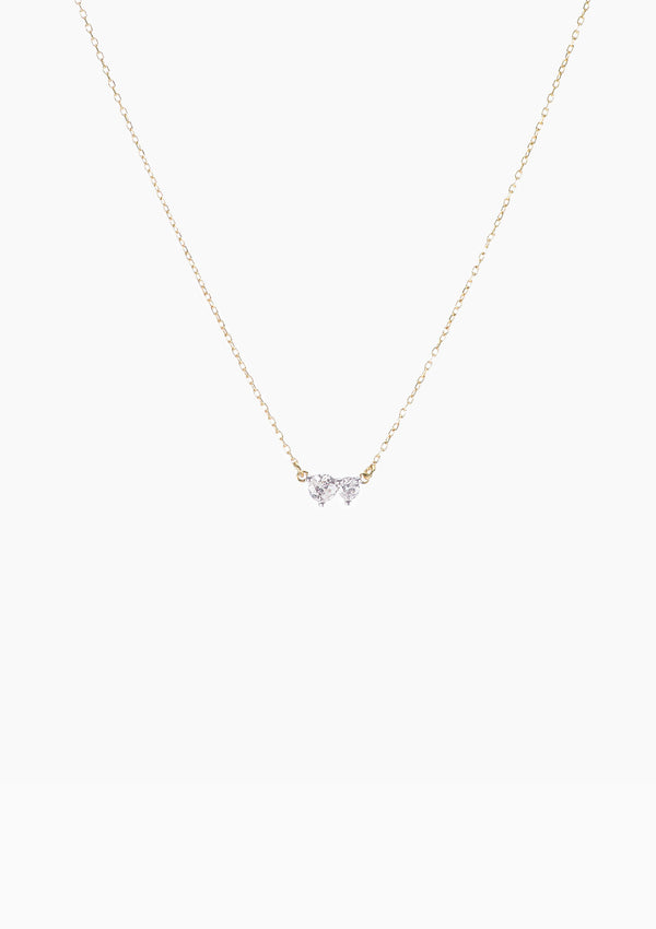 Tiny 2 Diamond Amigos Necklace | Yellow Gold