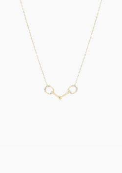 Tiny Pave Horsebit Link Necklace | Yellow Gold
