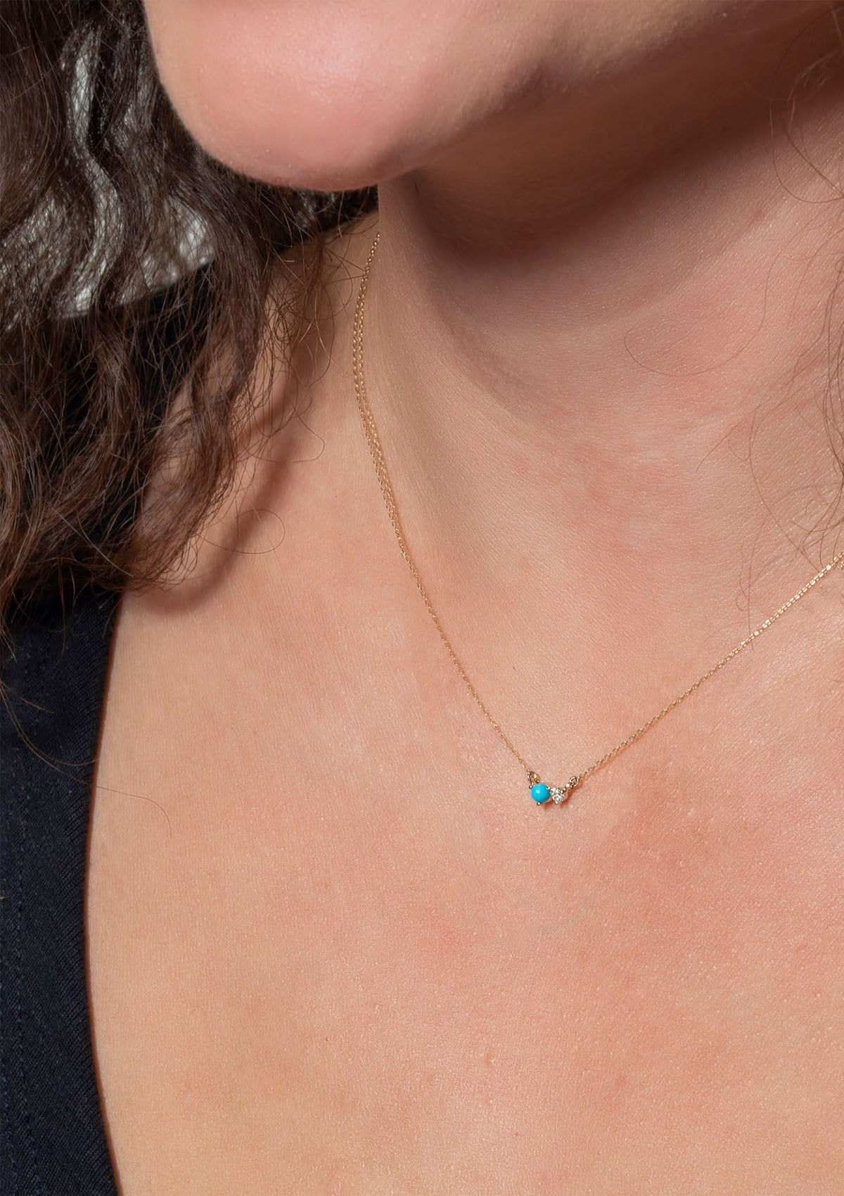 Turquoise & Diamond Amigos Necklace | Yellow Gold