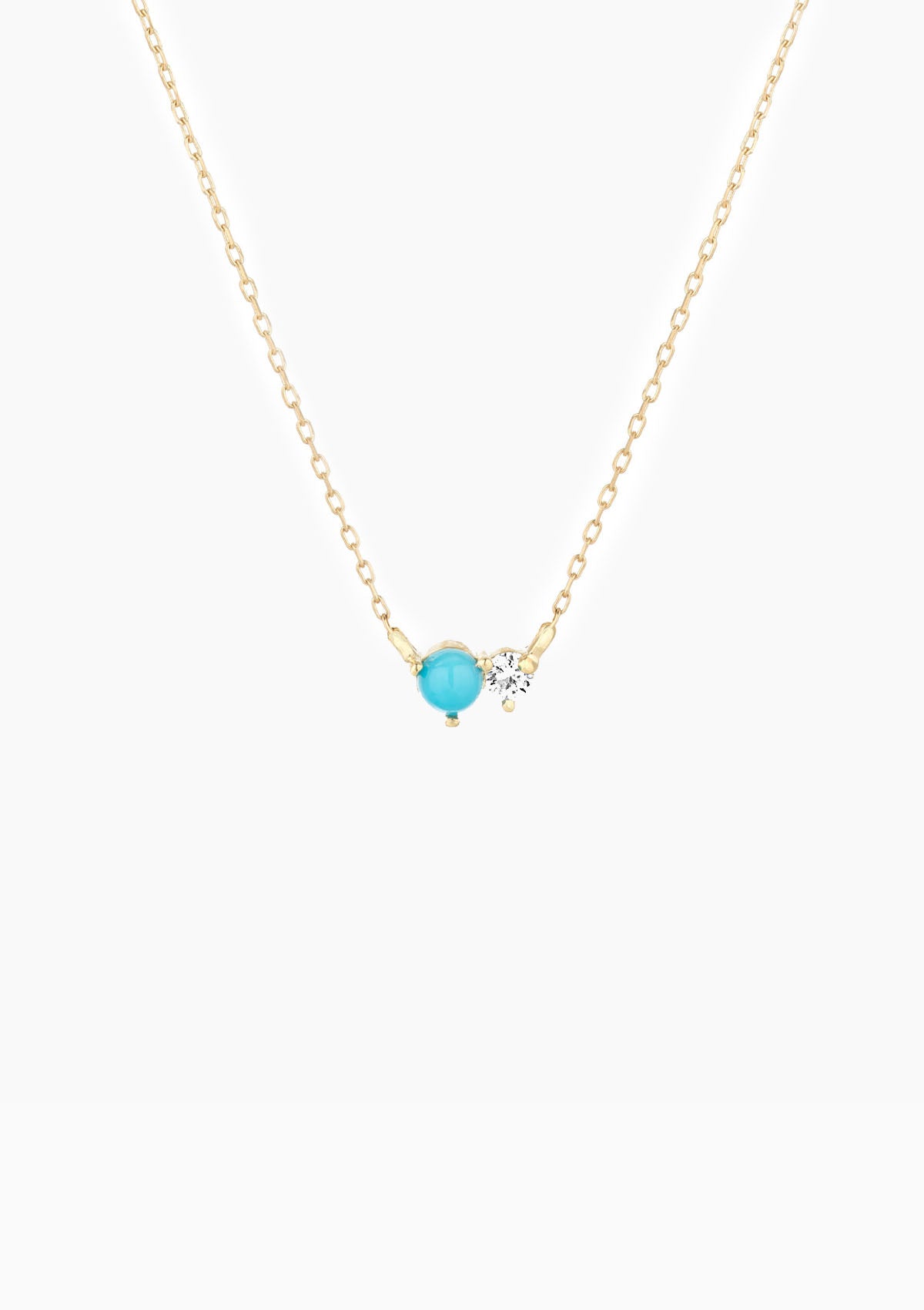 Turquoise & Diamond Amigos Necklace | Yellow Gold