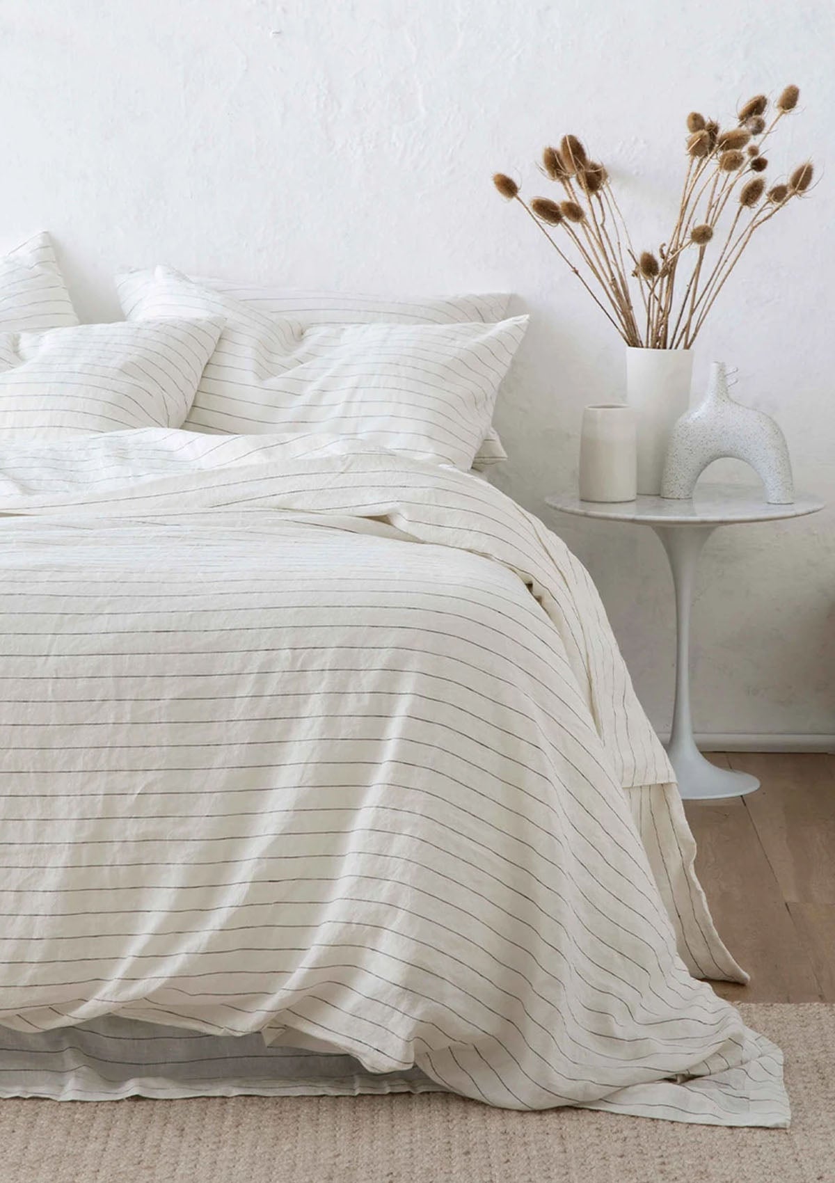 Linen Duvet Cover King | Pencil Stripe