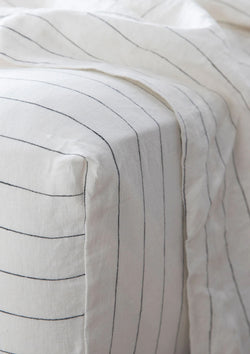 Linen Fitted Sheet King | Pencil Stripe