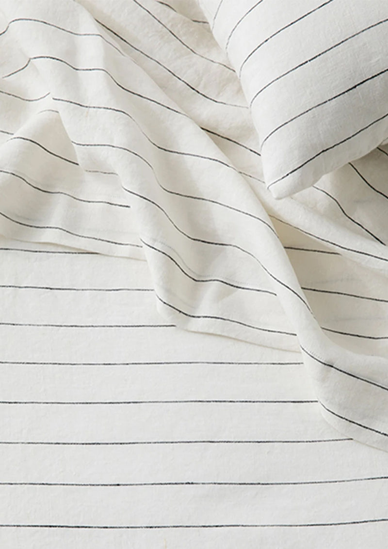 Linen Flat Sheet | Pencil Stripe