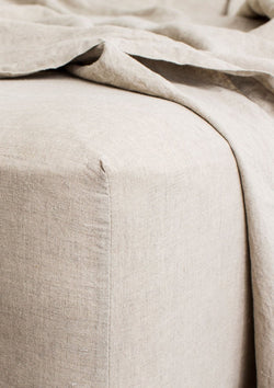 Linen Fitted Sheet King | Natural
