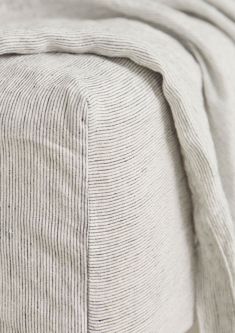 Linen Fitted Sheet King | Pinstripe