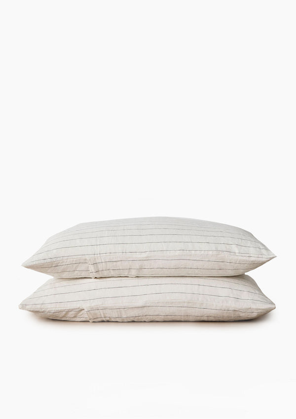 Linen Pillowcases King Set | Pencil Stripe