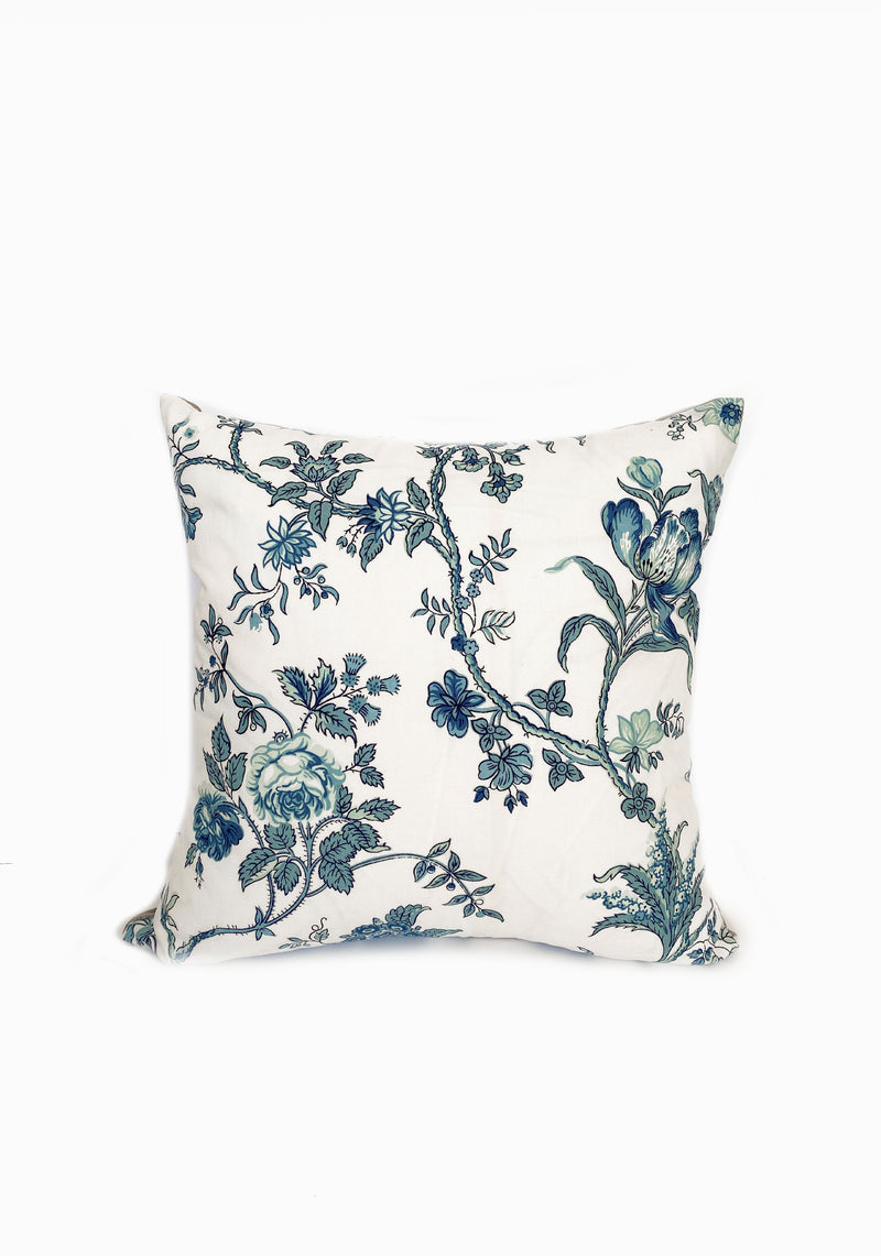 Blue & Aqua Floral Print Pillow | 18" x 18"