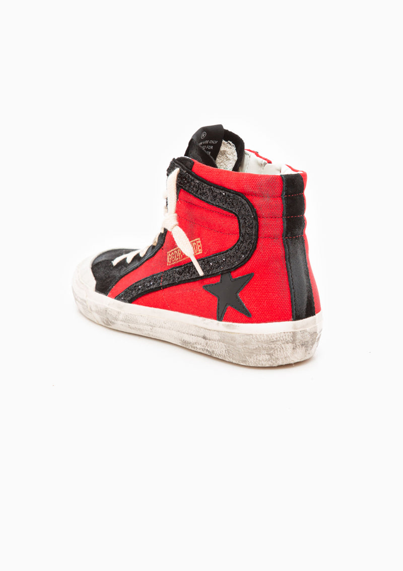Slide Sneaker Penstar Canvas Glitter Wave | Red/Black