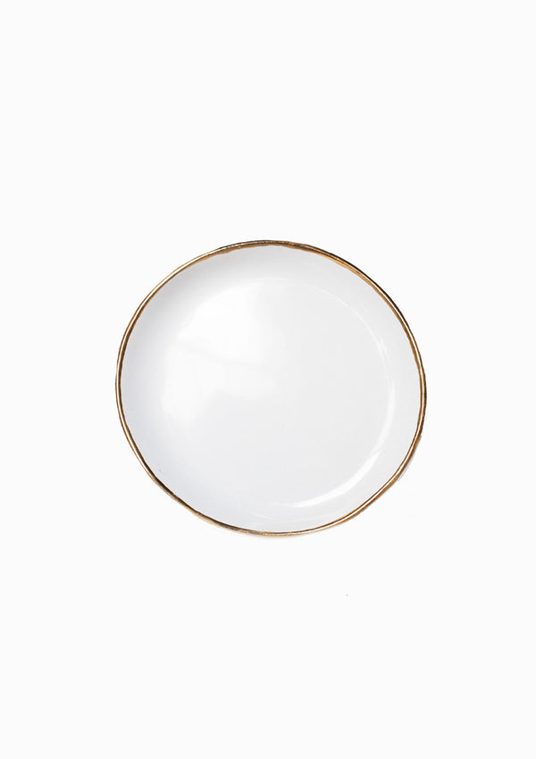 Gold Rim Jewelry Dish | White