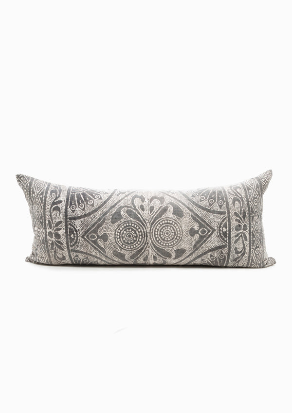 Grey Batik Dotted Cushion | 17" x 39"