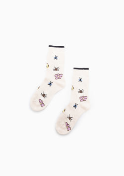 Flora And Fauna Crew Socks | Ivory