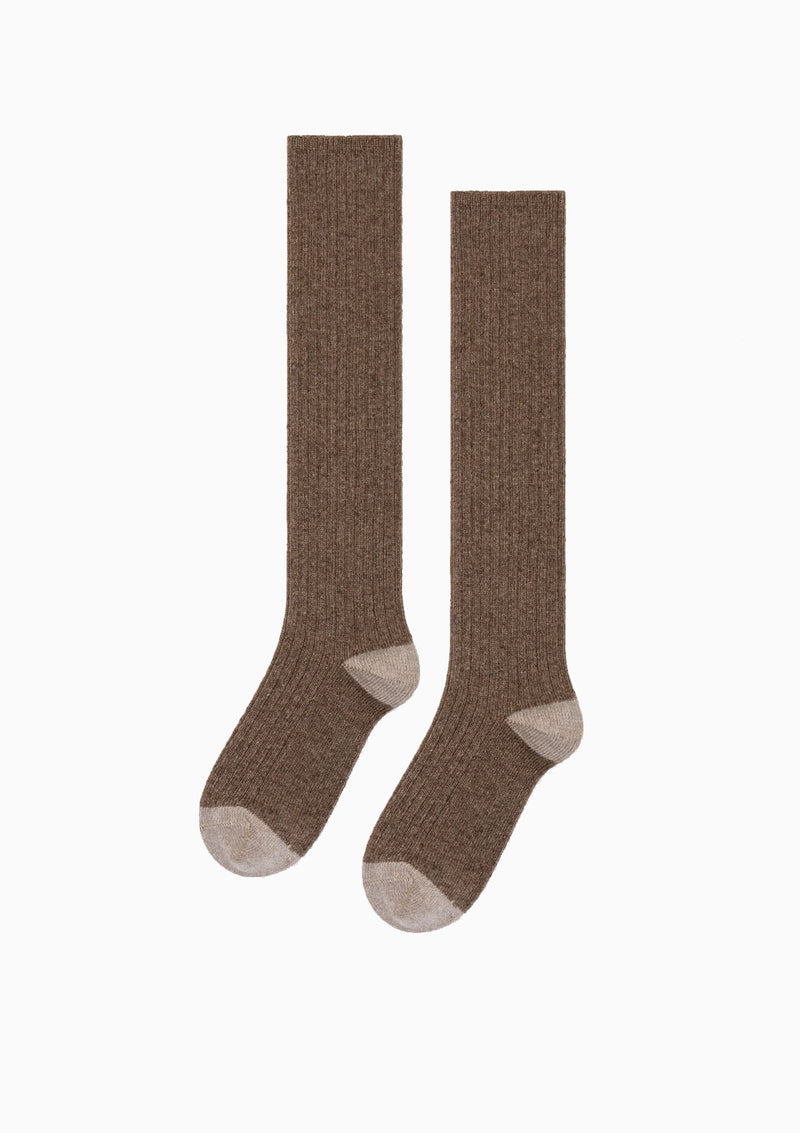 Rib Cashmere Knee Hi Socks | Llama
