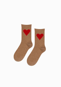 Love Cashmere Crew Socks | Camel